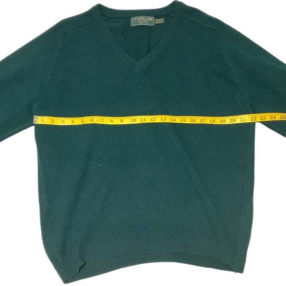 Men's CLUBFELLOW Marshall Fields Size XL Lambswool V-Neck Sweater Green Classic - Picture 3 of 7